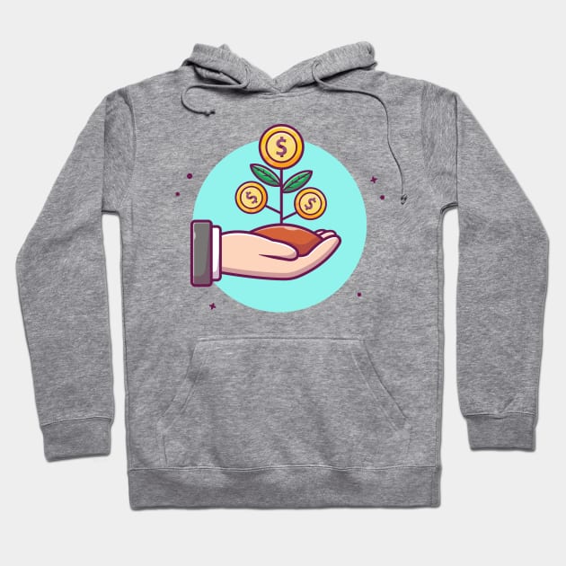 Hand bringing coin plant cartoon Hoodie by Catalyst Labs